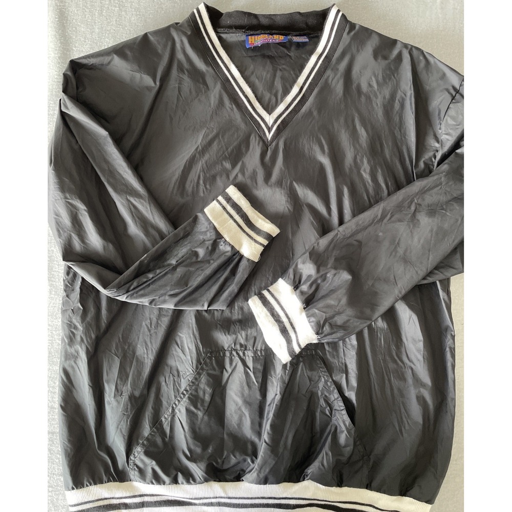 Vintage Highland Outfitters Pullover Windbreaker Black White Size L‎ | V-Neck